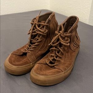 Vans Brown Suede High-Top Sneakers with tassels